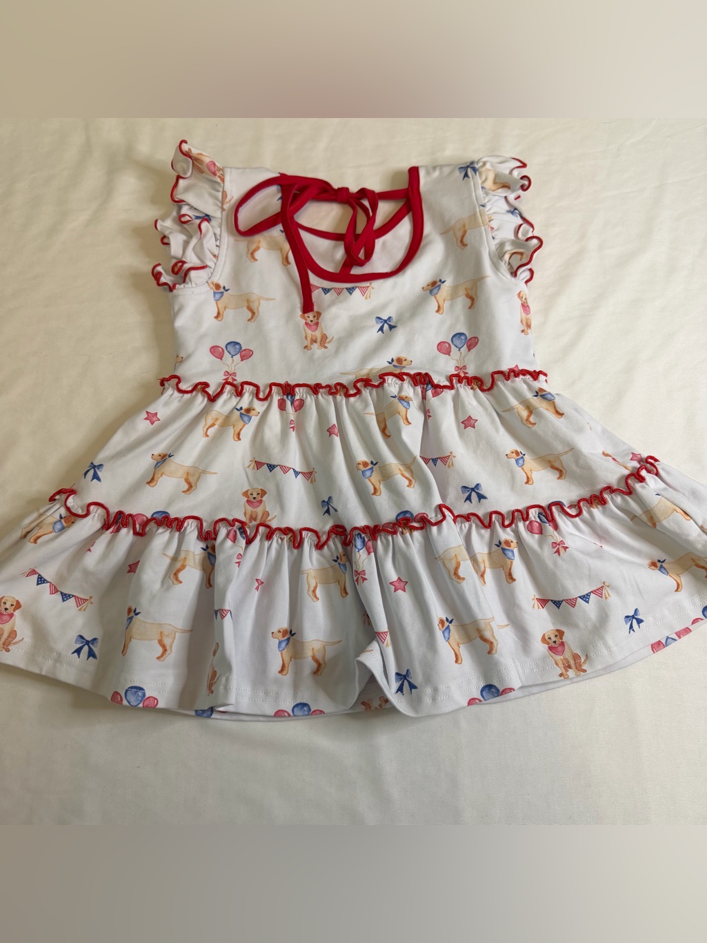 Serendipity By Shrimp & Grits Kids Patriotic Puppy Ruffle Short Set Medium — image 3 of 7